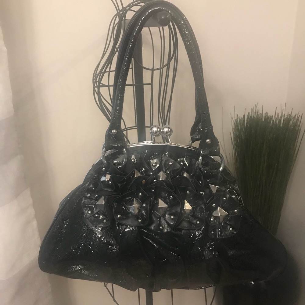 Black Patent Leather Coin Purse Style Hand Bag